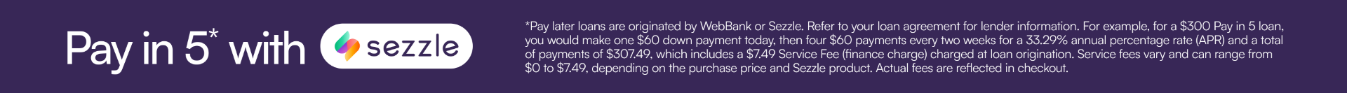 Sezzle Pay in 5: 5 payments, 8 weeks, no hassle.
