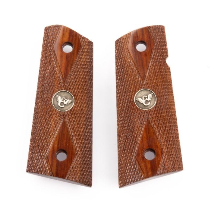 GRIPS, 1911, COMPACT, DOUBLE DIAMOND, FRENCH WALNUT, FLAT BOTTOM