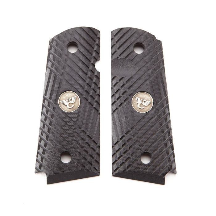 GRIPS, 1911, COMPACT, X-TAC, G10, BLACK, BEVELED BOTTOM