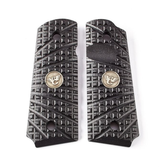 GRIPS, 1911, COMPACT, TRAK STARBURST, G10, BLACK, BEVELED BOTTOM