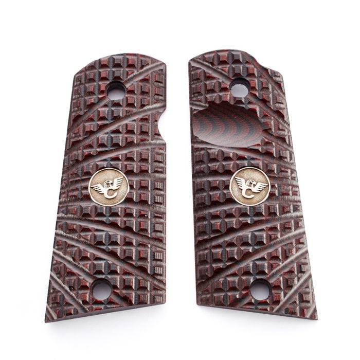 GRIPS, 1911, SENTINEL, TRAK STARBURST, G10, BLACK CHERRY, FLAT BOTTOM