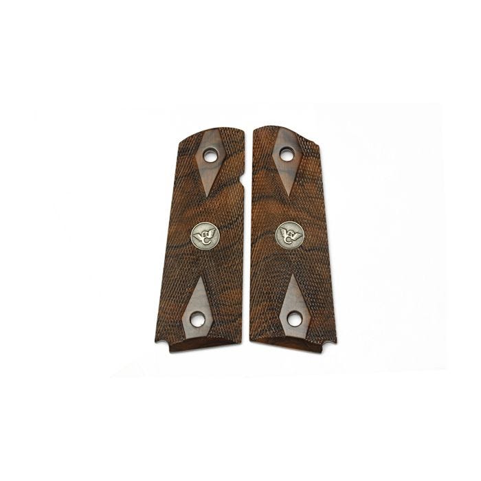 GRIPS, 1911, COMPACT, DOUBLE DIAMOND, FRENCH WALNUT, BEVELED BOTTOM