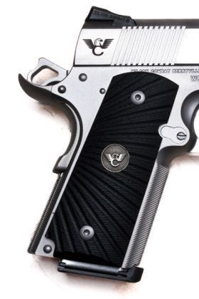 GRIPS, 1911, COMPACT, STARBURST, G10, BLACK, BEVELED BOTTOM