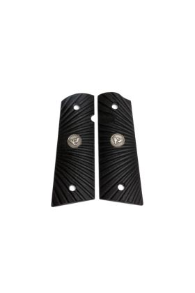 GRIPS, 1911, FULL-SIZE, STARBURST, G10, BLACK, FLAT BOTTOM