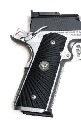 GRIPS, 1911, FULL-SIZE, STARBURST, G10, BLACK, FLAT BOTTOM
