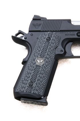 GRIPS, 1911, FULL-SIZE, SLANT, G10, GRAY/BLACK, FLAT BOTTOM