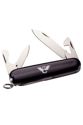 KNIFE, SWISS ARMY, TINKER, BLACK WITH SILVER LOGO