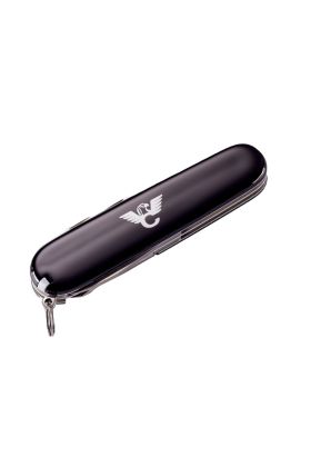 KNIFE, SWISS ARMY, TINKER, BLACK WITH SILVER LOGO
