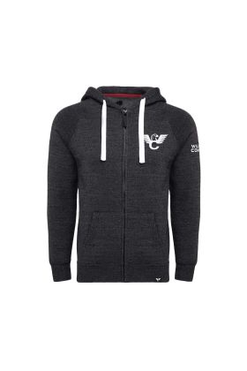 HOODIE, ZIP-UP, LOGO, HEATHER BLACK