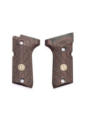 GRIPS, BERETTA, 92/96 COMPACT, CHECKERED, G10, BLACK CHERRY