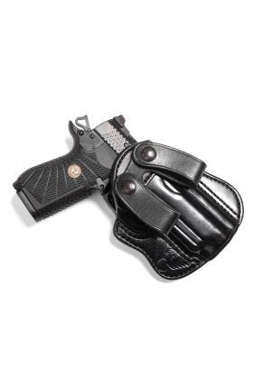 HOLSTER, EDC X9/SFX9 4" WITH RAIL, UNDERCOVER PROFESSIONAL, RIGHT HAND, 1.5" BELT, IWB, BLACK LEATHER