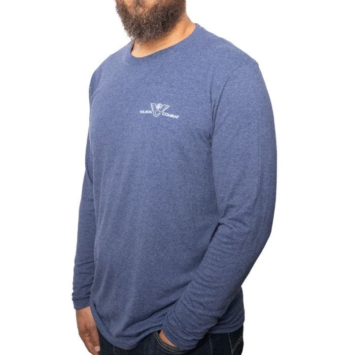 SHIRT, LONG SLEEVE, LOGO, NAVY HEATHER