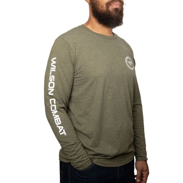 SHIRT, LONG SLEEVE, LOGO, MILITARY GREEN