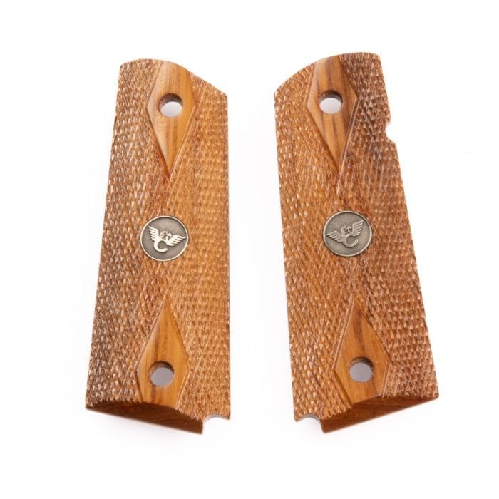 GRIPS, 1911, FULL-SIZE, DOUBLE DIAMOND, FRENCH WALNUT, BEVELED BOTTOM