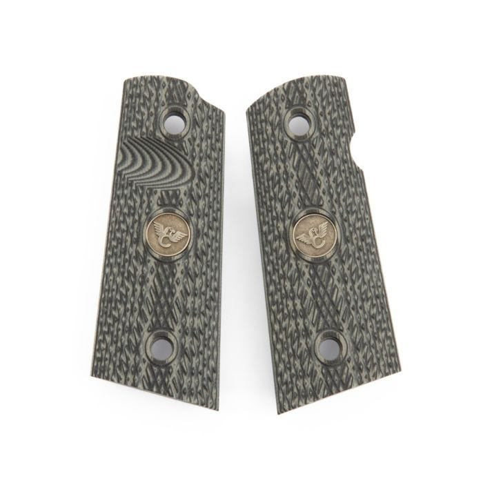 GRIPS, 1911, FULL-SIZE, DIAGONAL, G10, BLACK, FLAT BOTTOM