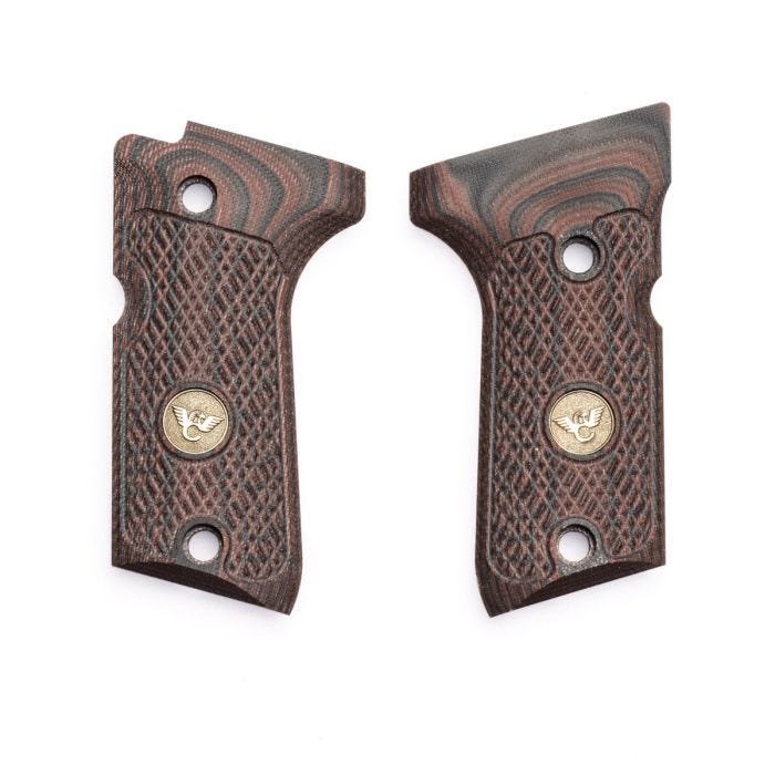 GRIPS, BERETTA, 92/96 COMPACT, CHECKERED, G10, BLACK CHERRY