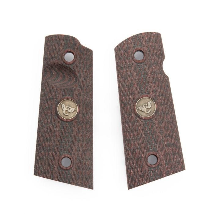 GRIPS, 1911, COMPACT, SLANT, G10, BLACK CHERRY, FLAT BOTTOM
