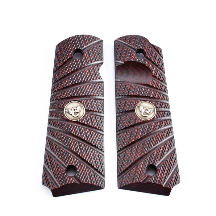 GRIPS, 1911, FULL-SIZE, AGGRESSIVE STARBURST, G10, BLACK CHERRY, BEVELED BOTTOM