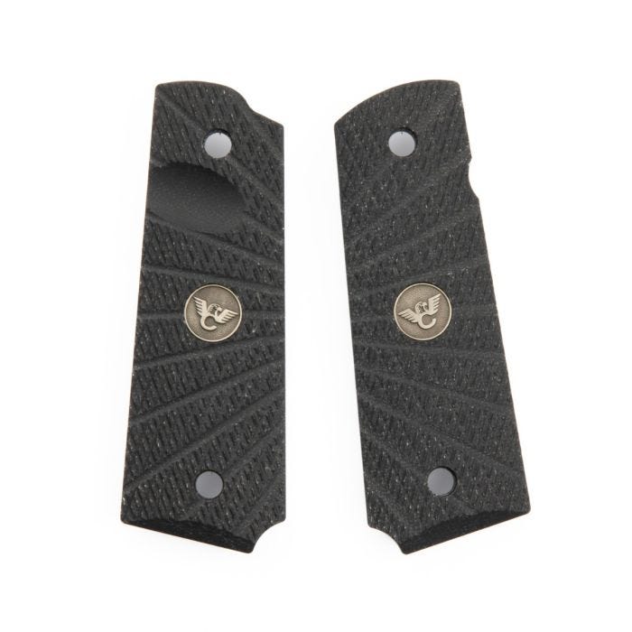 GRIPS, 1911, FULL-SIZE, AGGRESSIVE STARBURST, G10, BLACK, BEVELED BOTTOM