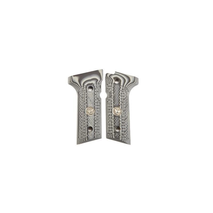 GRIPS, BERETTA, VERTEC, 92/96, CHECKERED, G10, GRAY/BLACK