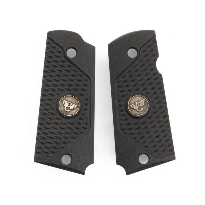 GRIPS, 1911, SENTINEL, ULTRA THIN, G10, BLACK, BEVELED BOTTOM