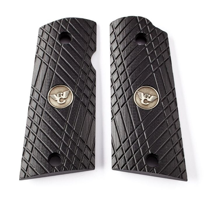 GRIPS, 1911, SENTINEL, X-TAC, G10, BLACK, FLAT BOTTOM