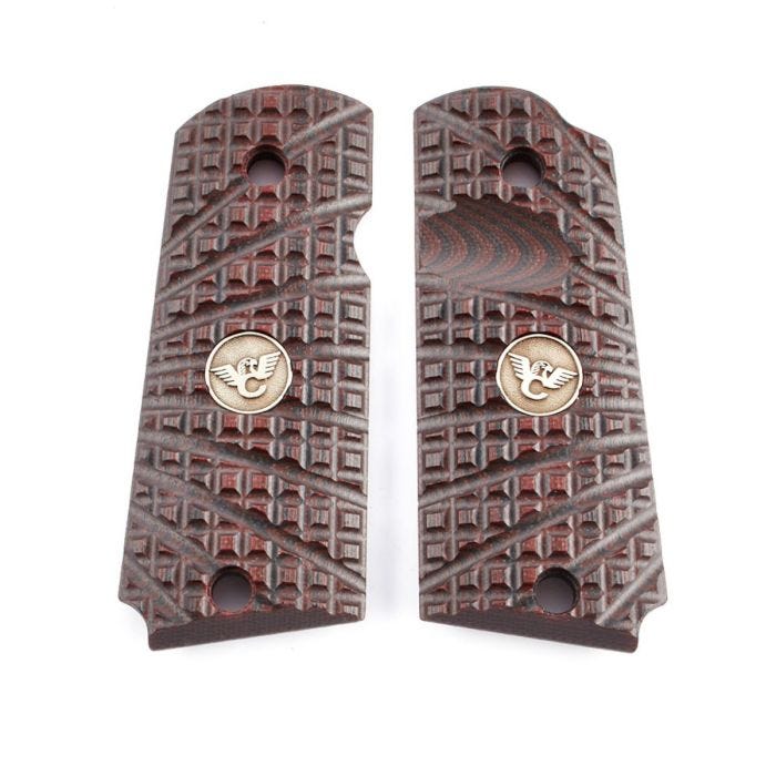 GRIPS, 1911, SENTINEL, TRAK STARBURST, G10, BLACK CHERRY, BEVELED BOTTOM