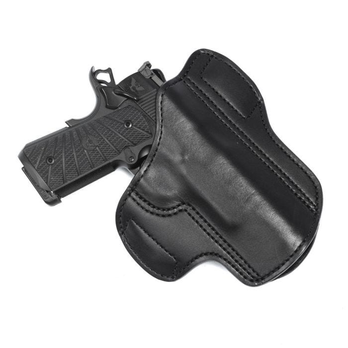 HOLSTER, FULL-SIZE 1911, RIGHT HAND, 1.5" BELT, JASON WINNIE LEATHERGOODS, BLACK STEER HIDE