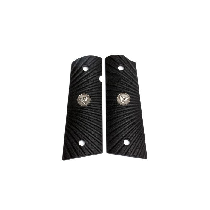GRIPS, 1911, FULL-SIZE, STARBURST, G10, BLACK, FLAT BOTTOM