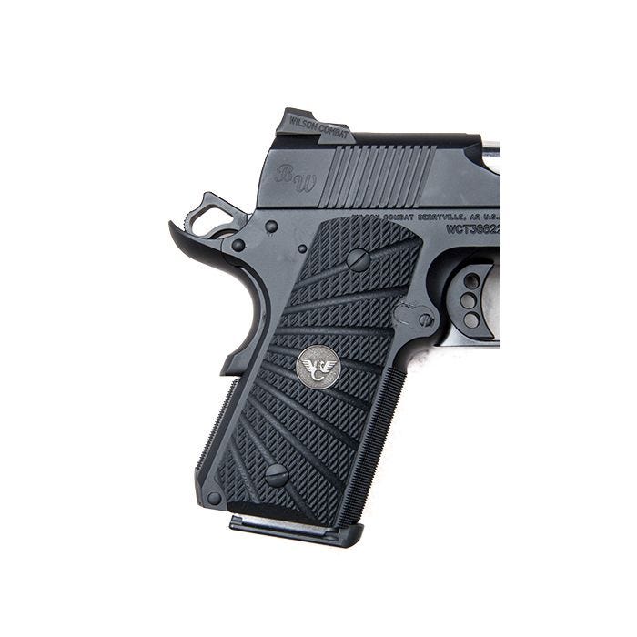 GRIPS, 1911, COMPACT, AGGRESSIVE STARBURST, G10, BLACK, BEVELED BOTTOM