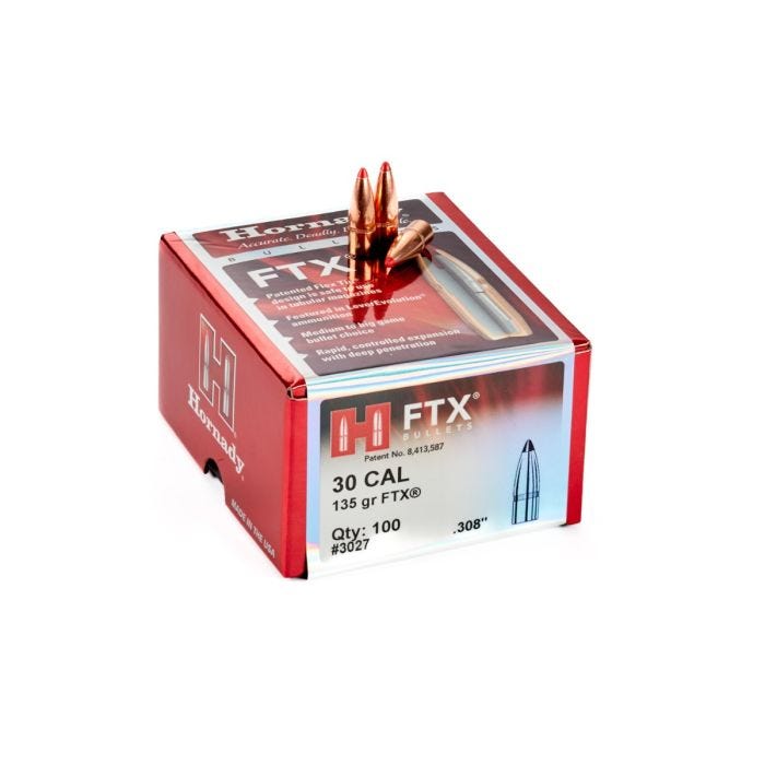 BULLET ONLY, .30 CALIBER, 135GR, HORNADY FTX, 100/BOX