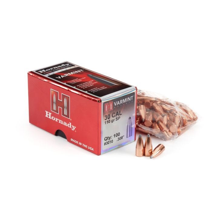BULLET ONLY, .30 CALIBER, 110GR, HORNADY SP, 100/BOX