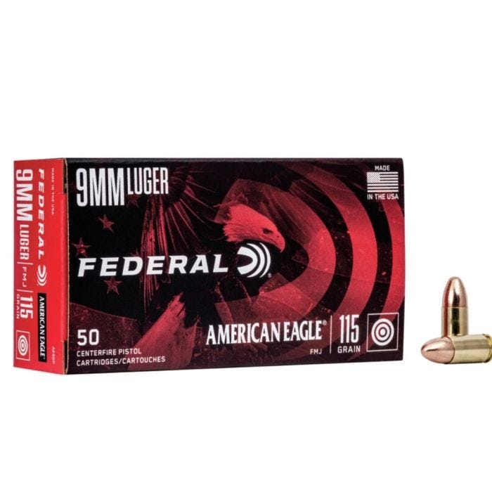 9MM | FEDERAL AE9DP, 115GR, FMJ, 50/BOX